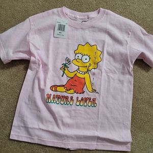 The Simpsons Lt Pink Girls Graphic T-Shirt- Lisa Simpson Size 7